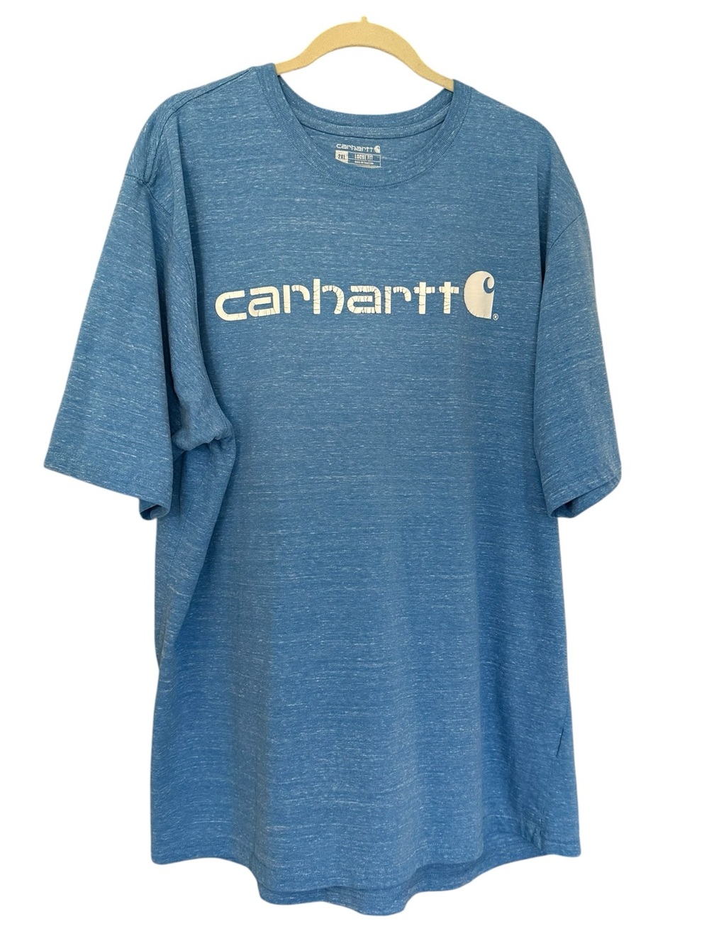 Carhartt Mens 2XL Loose Fit Graphic T-Shirt Blue White Logo K195 H58